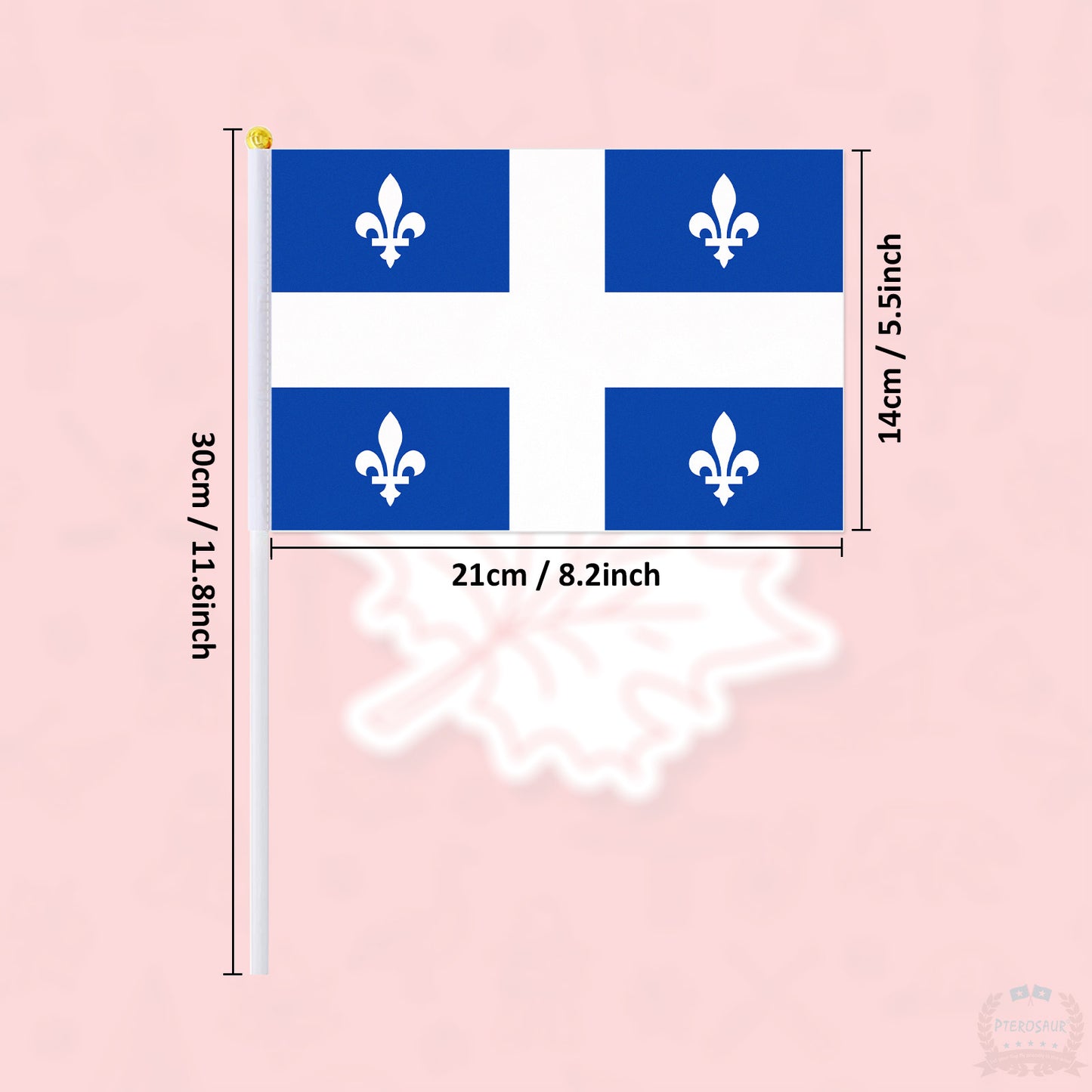 PTEROSAUR 14x21cm Canada Quebec Province Hand Flag