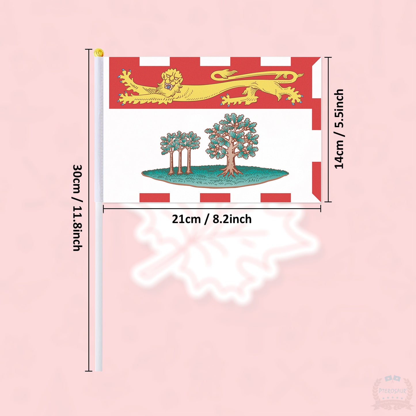 PTEROSAUR 14x21cm Canada Prince Edward Island Province Hand Flag