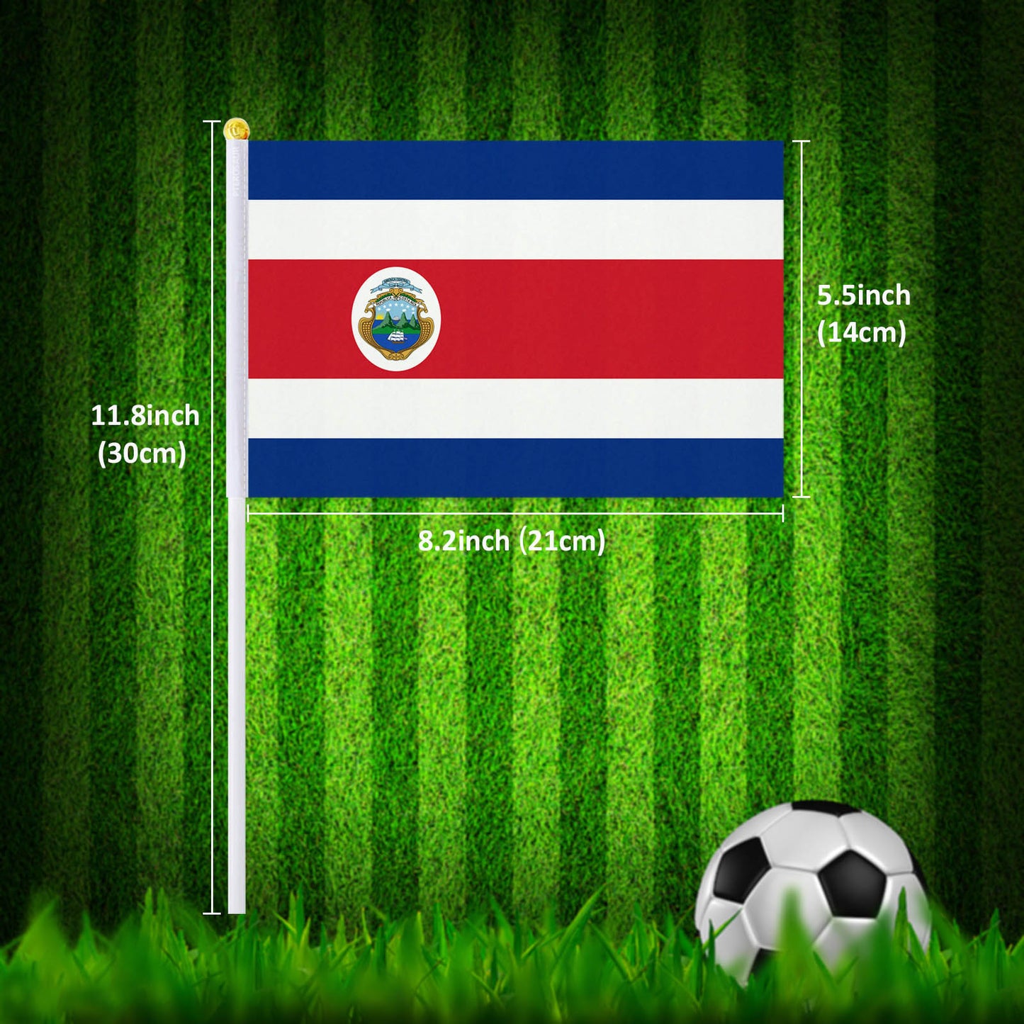 14*21cm World Football Cup Qatar 2022 Costa Rica Hand Flag, Costarican National Hand Held Small Waving Flag
