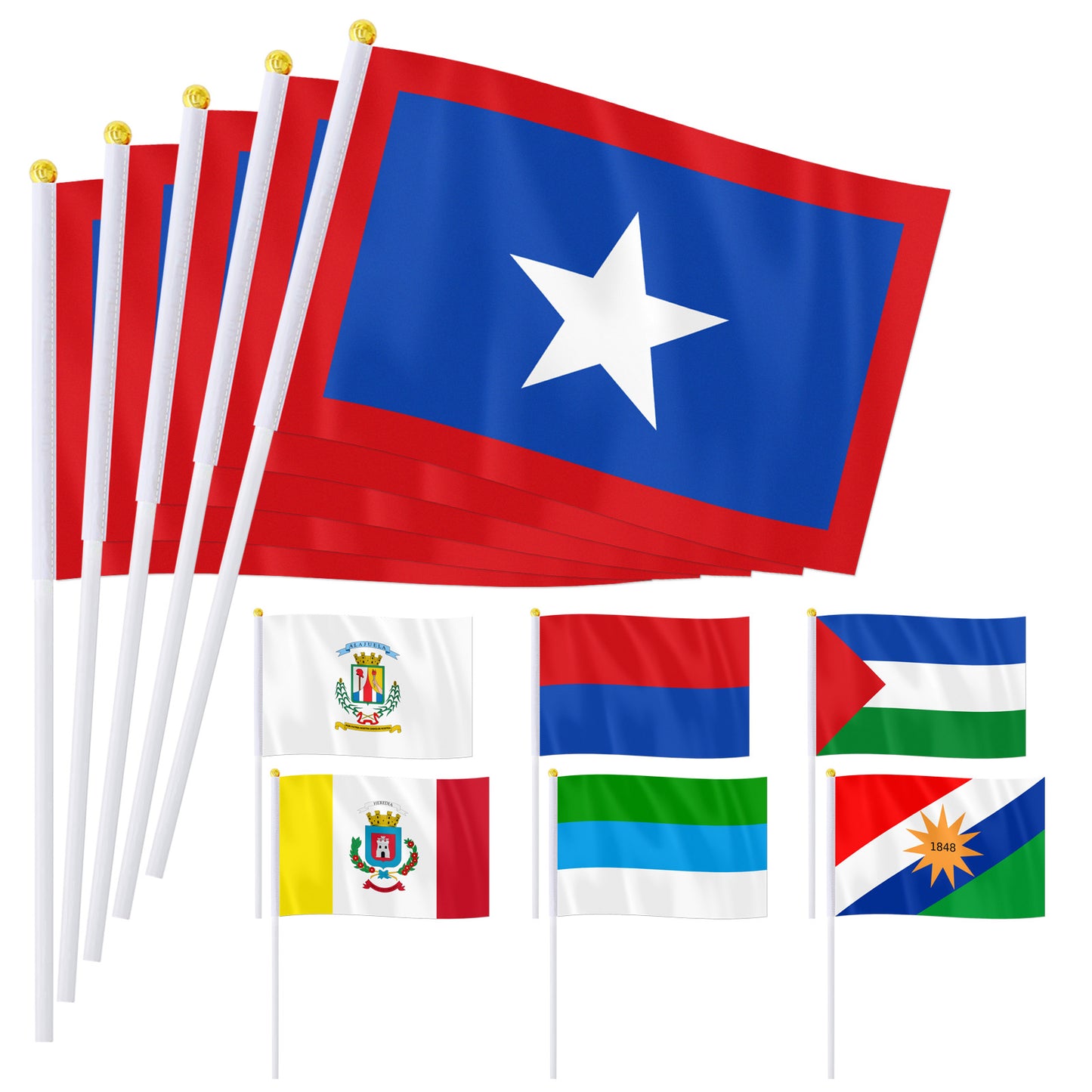 PTEROSAUR-5.5x8.2 Inch Costa Rica Province Hand Flag, Alajuela Cartago Guanacaste Heredia Limón Puntarenas San José Handheld Flags