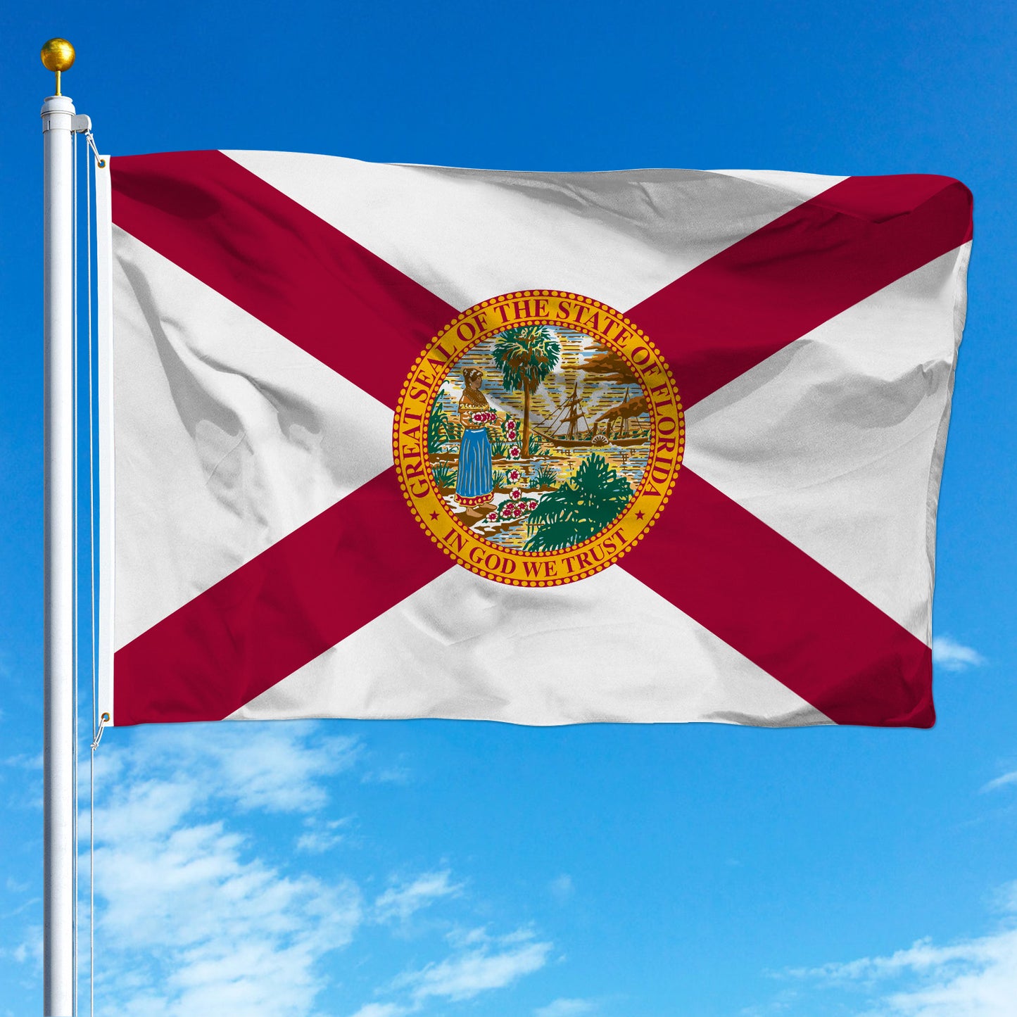 PTEROSAUR USA Florida Flag, US American Florida State Flag with Brass Grommets for Outdoor and Indoor Decoration Banner