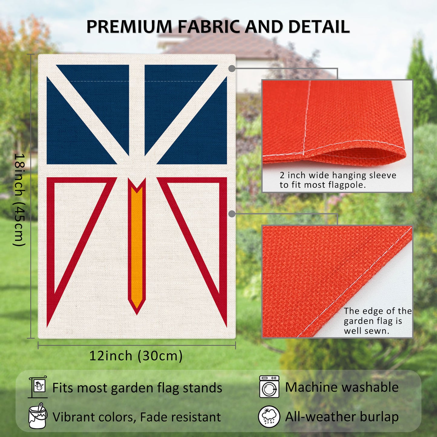 PTEROSAUR Canada Newfoundland and Labrador Province Garden Flag, 12x18 inch