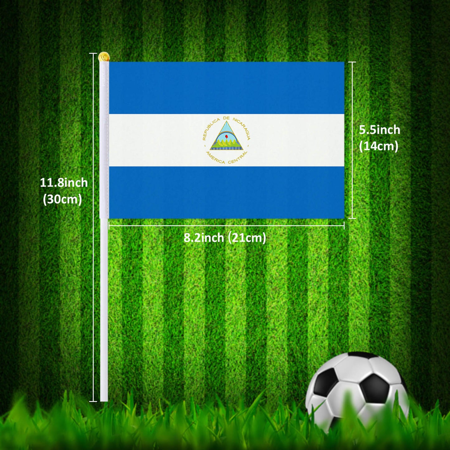 PTEROSAUR 14*21cm Nicaragua Hand Flag, Nicaraguan National Hand Held Waving Small Flag World Countries Decor Gifts