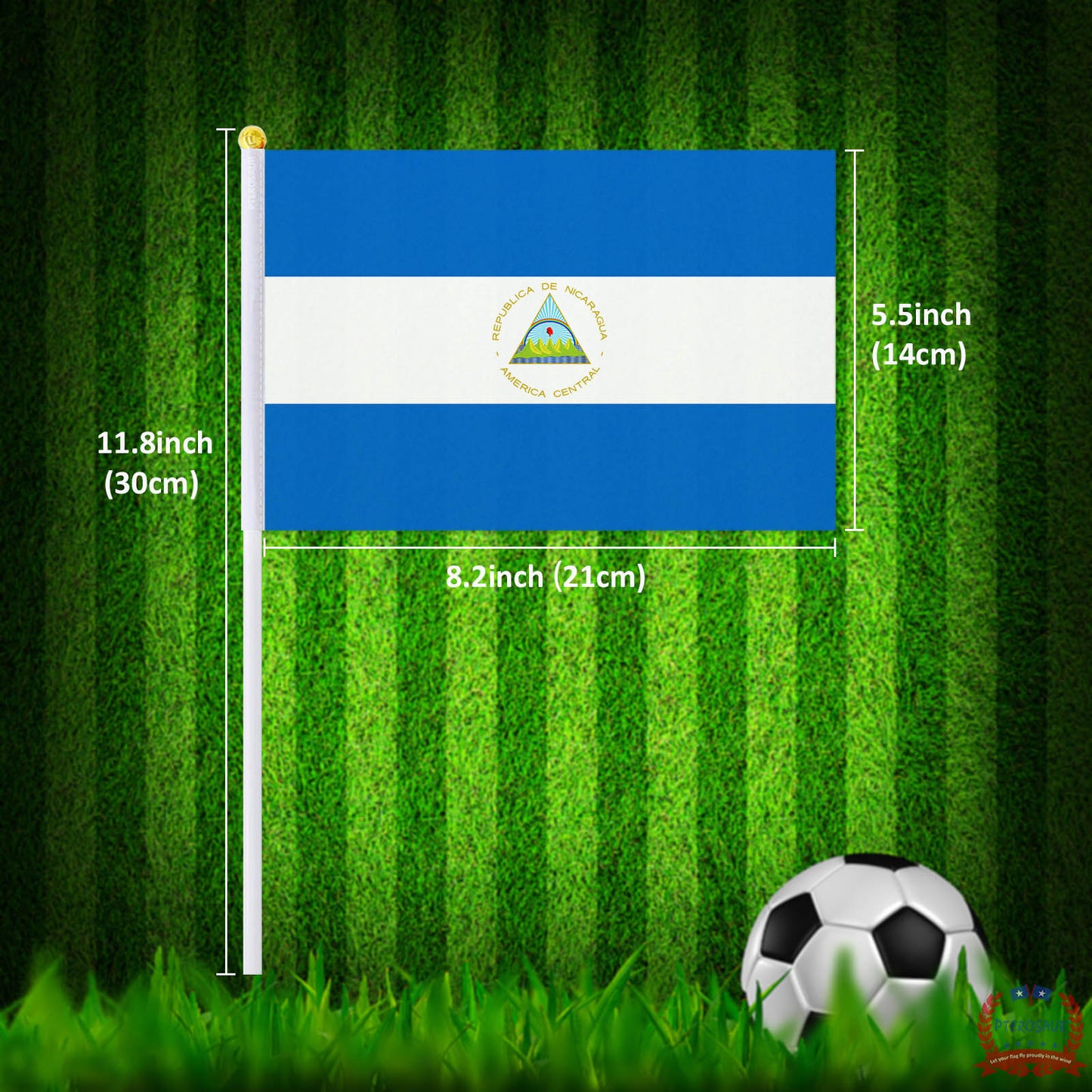 PTEROSAUR 14*21cm Nicaragua Hand Flag, Nicaraguan National Hand Held Waving Small Flag World Countries Decor Gifts