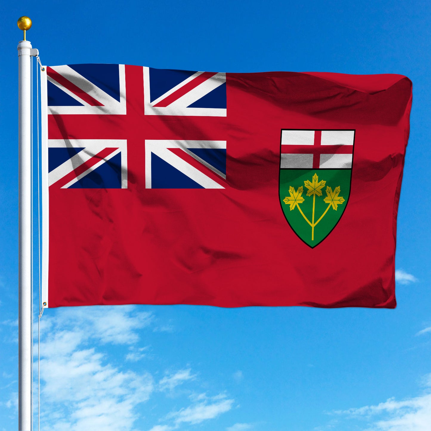 PTEROSAUR Canada Ontario Province Flag, CA Canadian Ontario Flag for Indoor and Outdoor Decoration Banner