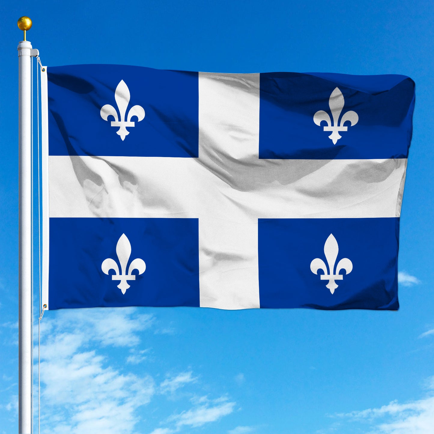 PTEROSAUR Canada Quebec Province Flag, CA Canadian Quebec Flag for Indoor and Outdoor Decoration Banner