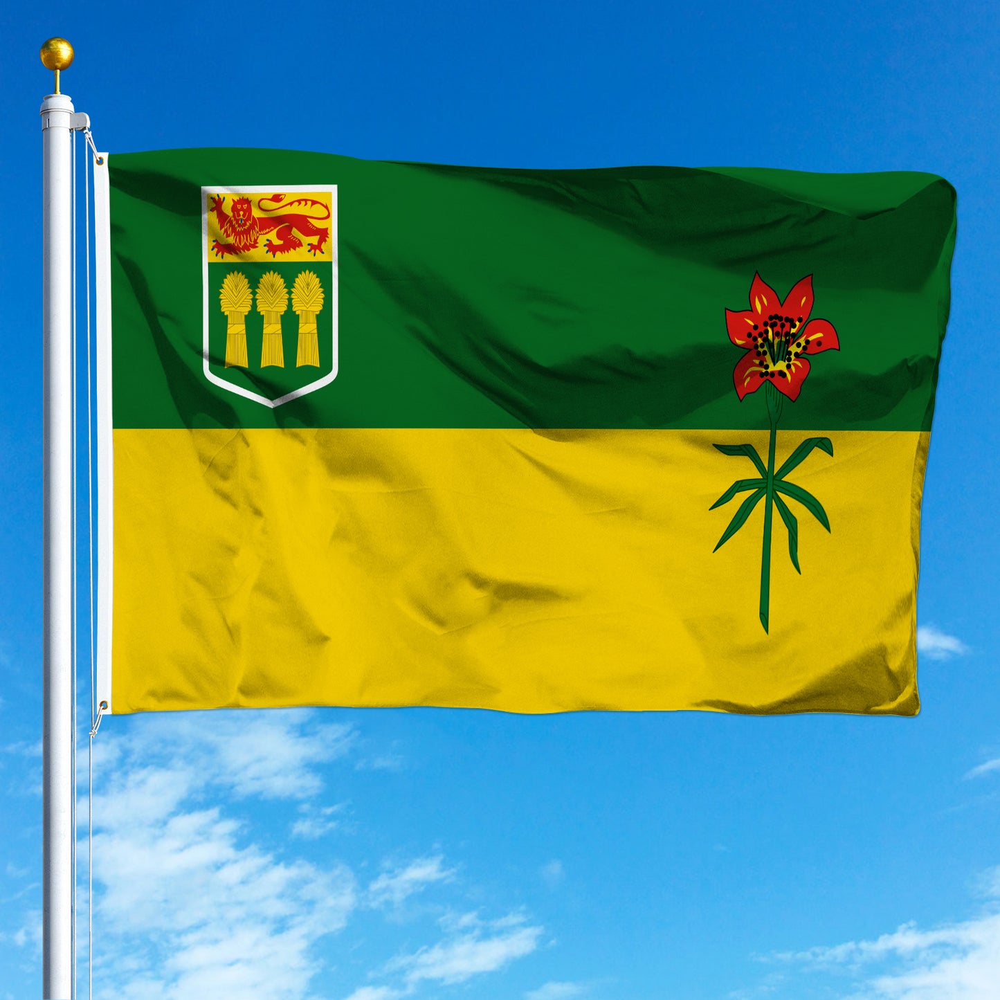 PTEROSAUR Canada Saskatchewan Province Flag, CA Canadian Saskatchewan Flag for Indoor Outdoor Decoration Banner
