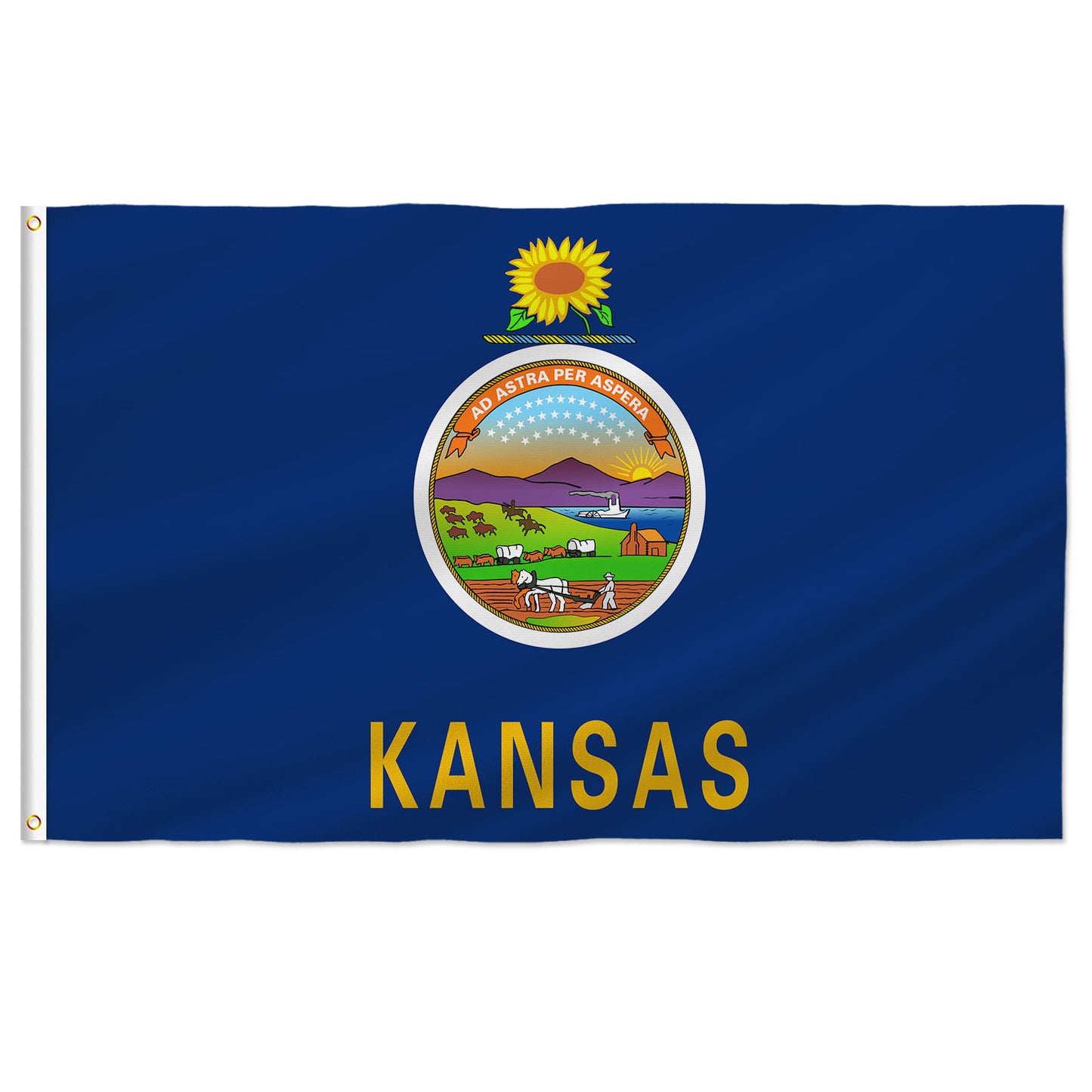 PTEROSAUR USA Kansas Flag, US American KS Kansan State Flag with Brass Grommets for Outdoor and Indoor Decoration Banner