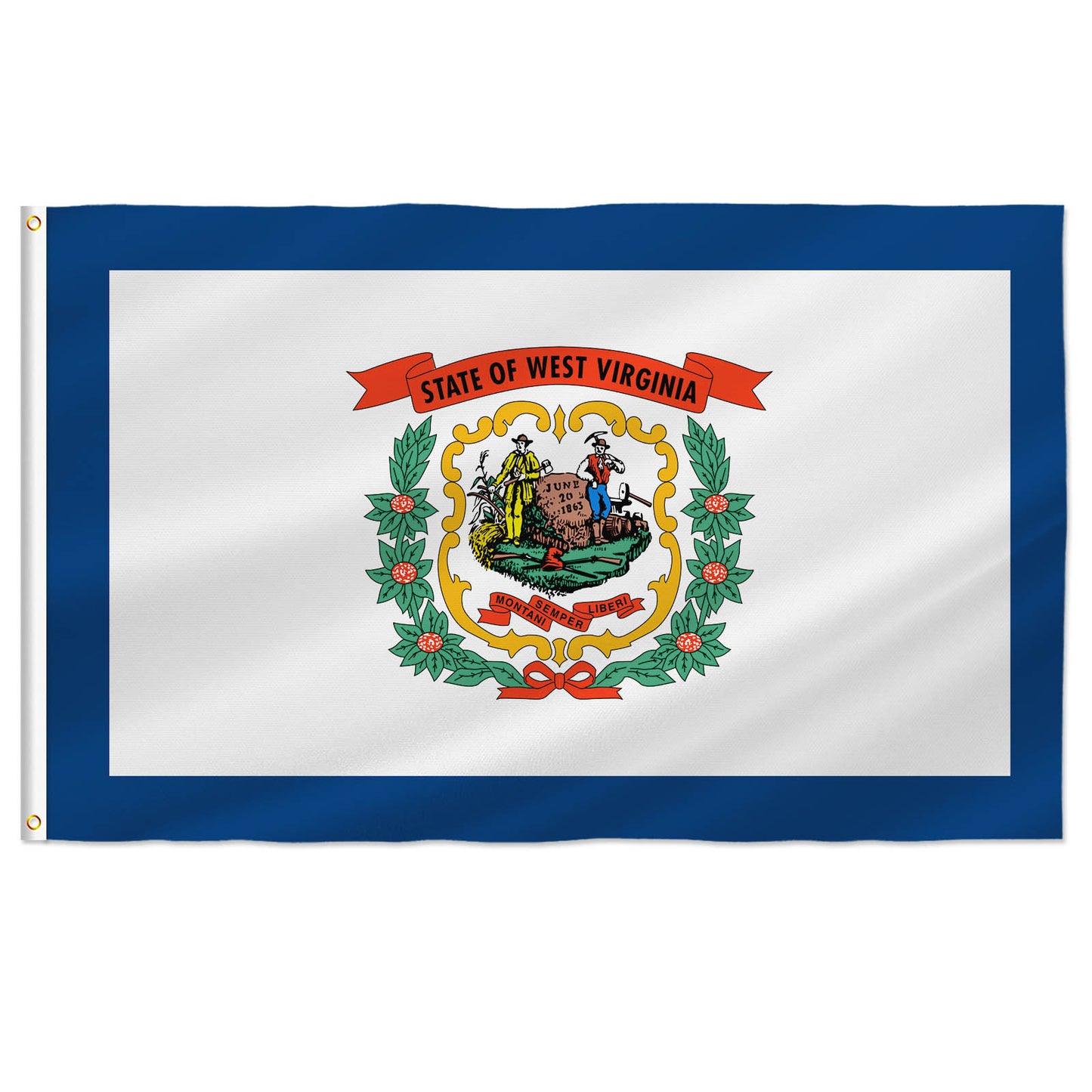 PTEROSAUR USA West Virginia Flag, US American WV West Virginia State Flag with Brass Grommets for Outdoor Indoor Decor Banner