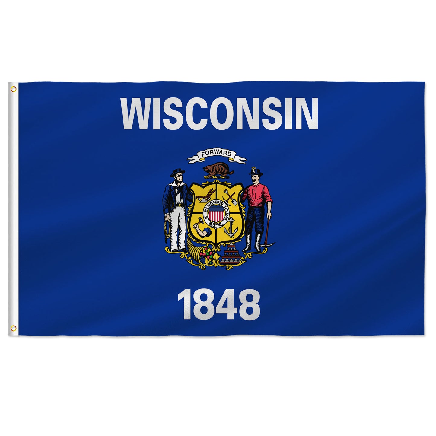 PTEROSAUR USA Wisconsin Flag, US American WI Wisconsin State Flag with Brass Grommets for Outdoor and Indoor Decoration Banner