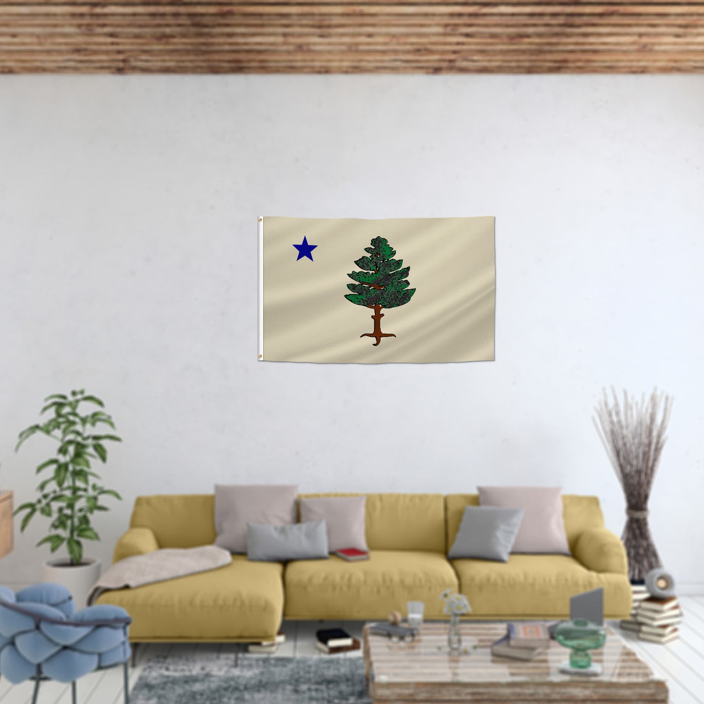 PTEROSAUR New Maine State Flag, US American Maine 1901-1909 Original Flags, Brass Grommets Outdoor Indoor Decoration Banner