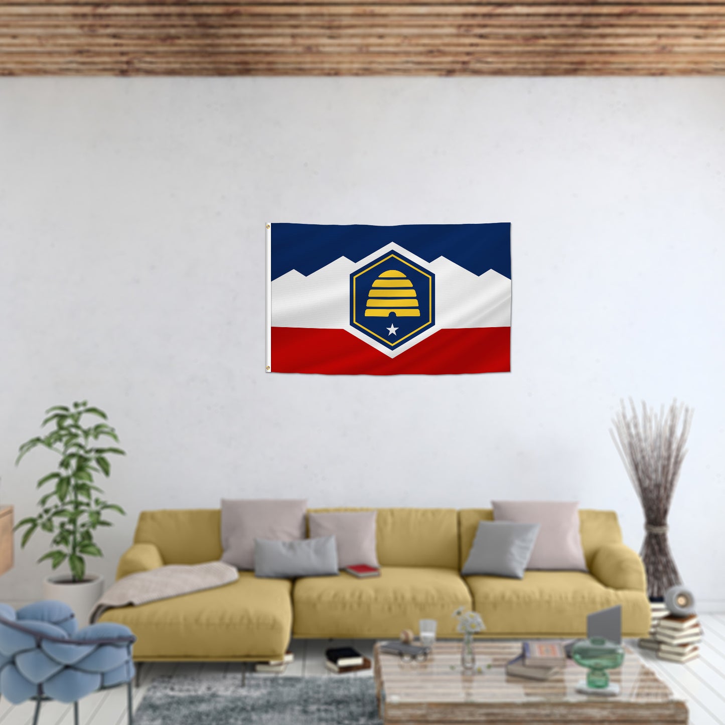 PTEROSAUR New Utah State Flag, US American Utah State Flag, Polyester Flag with Brass Grommets, Outdoor Indoor Decoration Banner