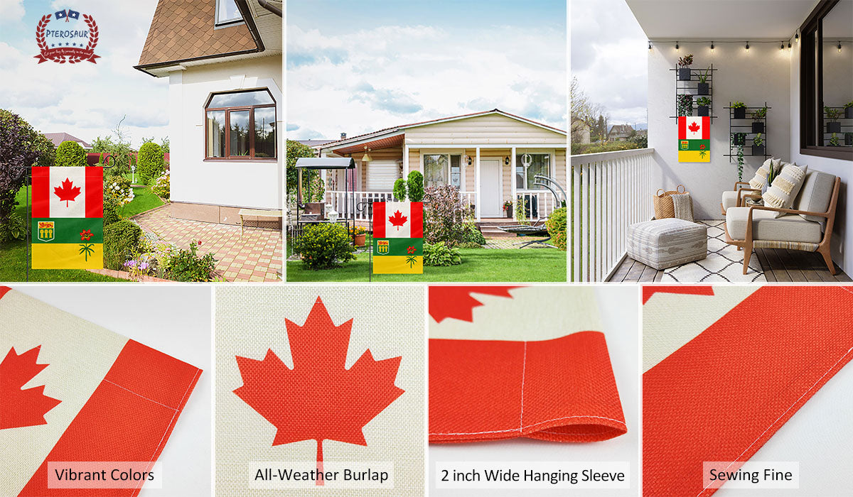 PTEROSAUR Canada and Saskatchewan Garden Flag, 12x18 inch