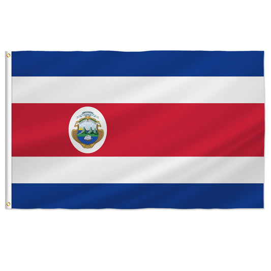 Costa Rica Flag 3x5 Ft, Costarican National Flags, Vibrant Colors Fade Resistant Quality Polyester, Double Stitched with Brass Grommets
