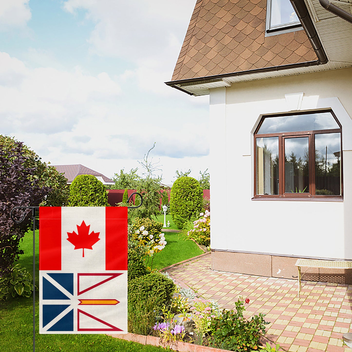 PTEROSAUR Canada and Newfoundland And Labrador Garden Flag, 12.5x18 inch