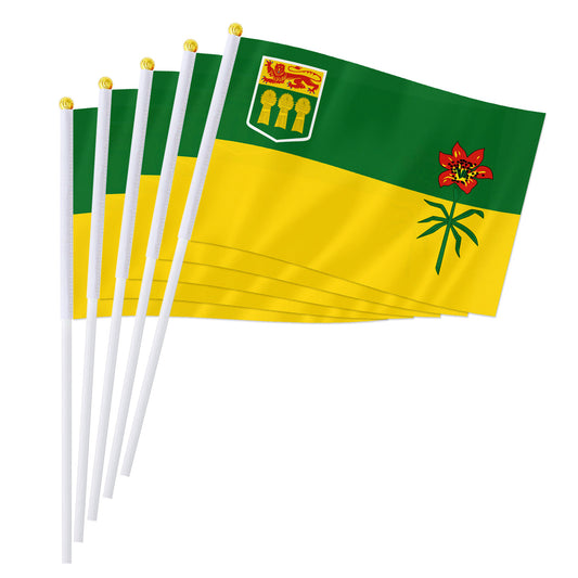 PTEROSAUR 5.5x8.2Inch Canada Saskatchewan Province Hand Flag