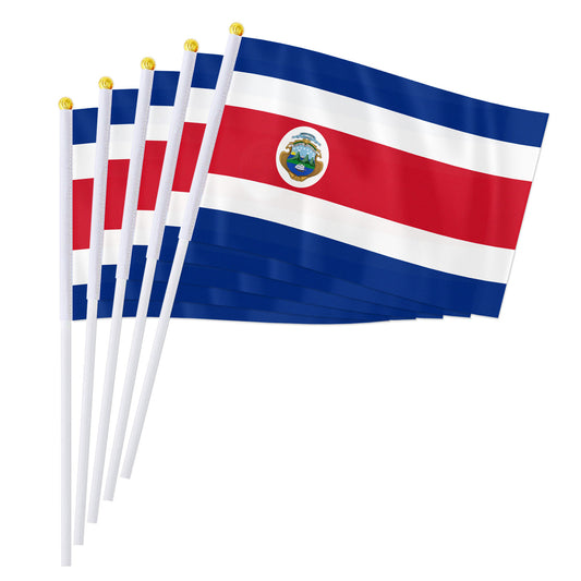 14*21cm World Football Cup Qatar 2022 Costa Rica Hand Flag, Costarican National Hand Held Small Waving Flag
