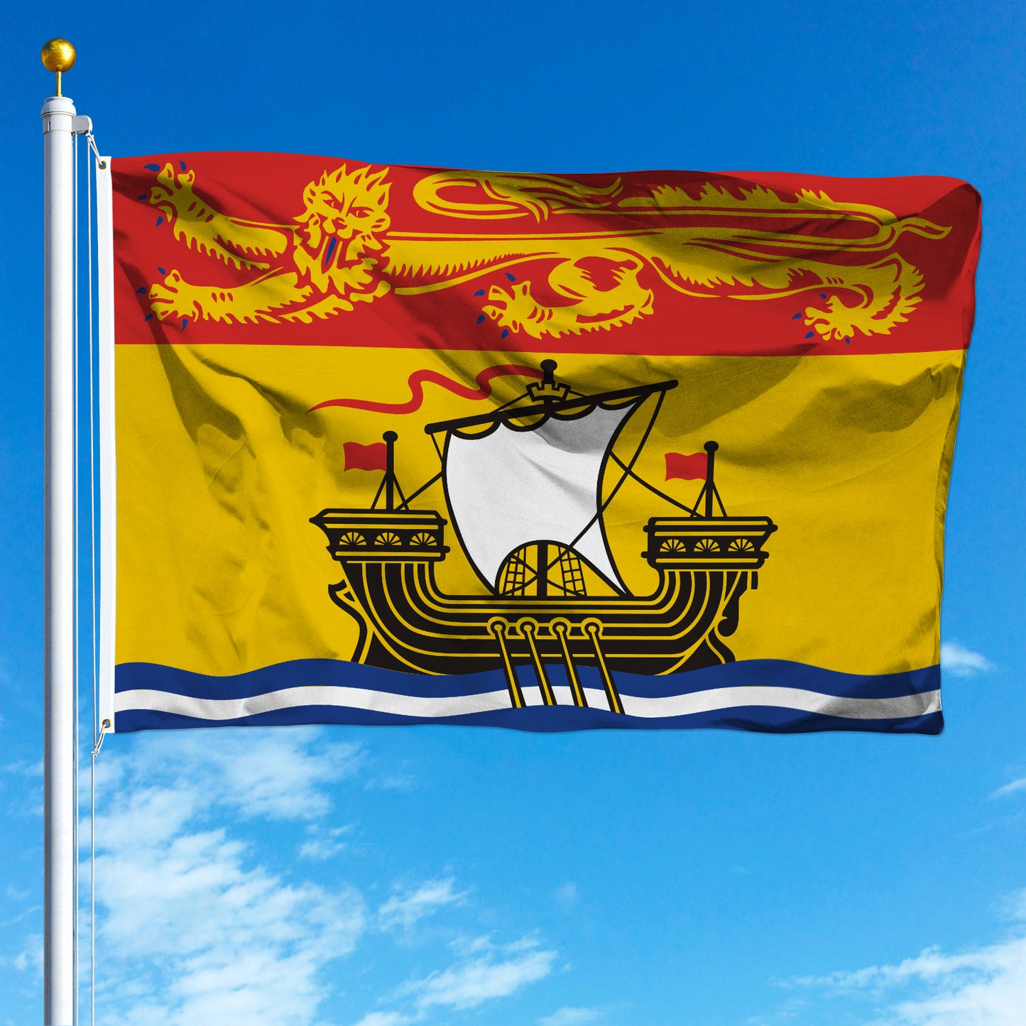 PTEROSAUR Canada New Brunswick Province Flag, CA Canadian New Brunswick Flag with Brass Grommets Indoor Outdoor Decor Banner