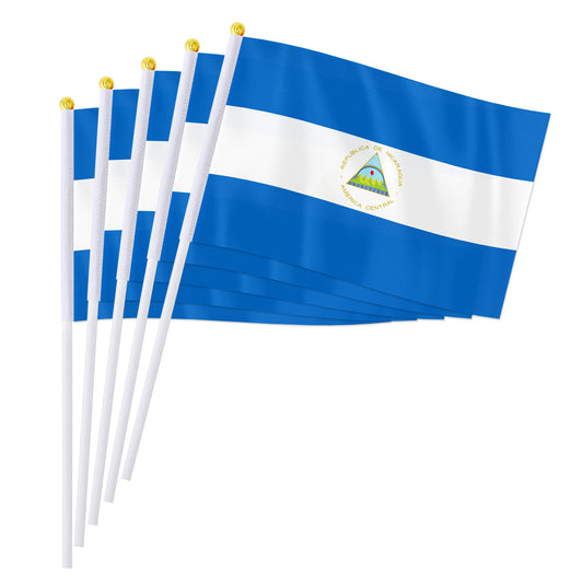 PTEROSAUR 14*21cm Nicaragua Hand Flag, Nicaraguan National Hand Held Waving Small Flag World Countries Decor Gifts