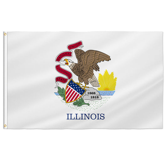 PTEROSAUR USA Illinois Flag, US American IL Illinois State Flag with Brass Grommets for Outdoor and Indoor Decoration Banner