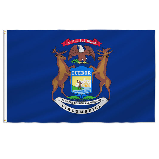 PTEROSAUR USA Michigan Flag, US American Michigan State Flag with Brass Grommets for Outdoor and Indoor Decoration Banner