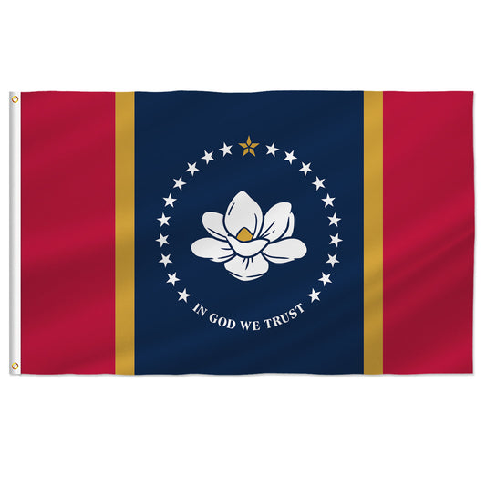 PTEROSAUR USA Mississippi Flag, US American Magnolia MS State Flag with Brass Grommets for Outdoor and Indoor Decoration Banner