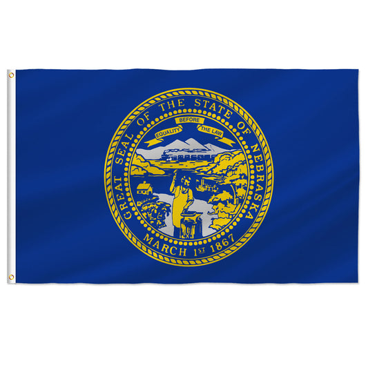 PTEROSAUR USA Nebraska Flag, US American NE Nebraskan State Flag with Brass Grommets for Outdoor and Indoor Decoration Banner