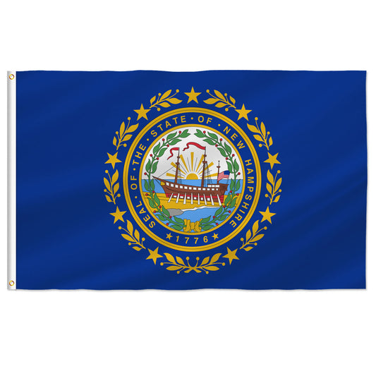 PTEROSAUR USA New Hampshire Flag, US American NH New Hampshire State Flag with Brass Grommets Outdoor Indoor Decoration Banner
