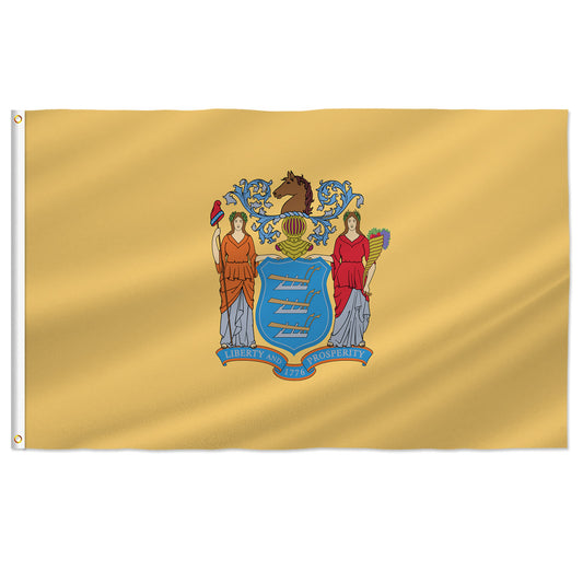 PTEROSAUR USA New Jersey Flag, US American NJ New Jersey State Flag with Brass Grommets for Outdoor and Indoor Decoration Banner