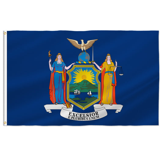 PTEROSAUR USA New York Flag, US American NY New York State Flag with Brass Grommets for Outdoor and Indoor Decoration Banner