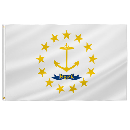 PTEROSAUR USA Rhode Island Flag, US American RI Rhode Island State Flag with Brass Grommets for Outdoor Indoor Decoration Banner