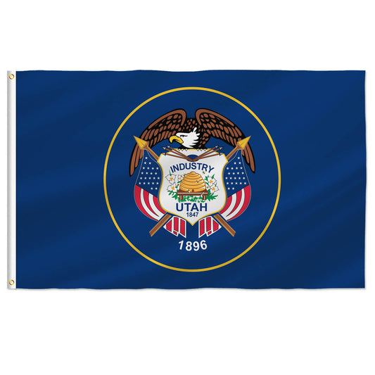 PTEROSAUR USA Utah Flag, US American UT Utah State Flag with Brass Grommets for Outdoor and Indoor Decoration Banner