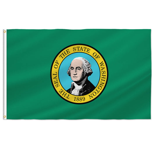 PTEROSAUR USA Washington Flag, US American WA Washington State Flag with Brass Grommets for Outdoor and Indoor Decoration Banner