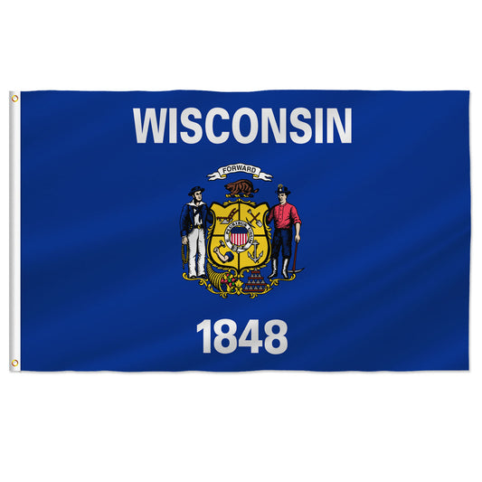 PTEROSAUR USA Wisconsin Flag, US American WI Wisconsin State Flag with Brass Grommets for Outdoor and Indoor Decoration Banner