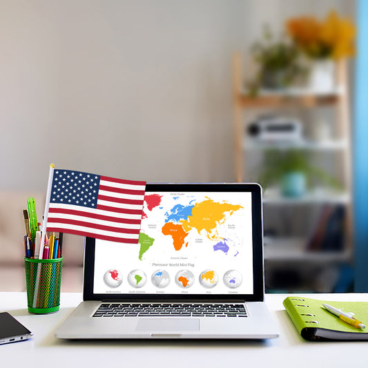 PTEROSAUR 14*21cm US American Hand Flag, World International USA American National Hand Held Small Waving Flag Desk Decor Gifts